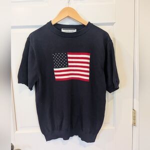 Crystal Kobe Navy Short Sleeve American Flag  Sweate, Size XL